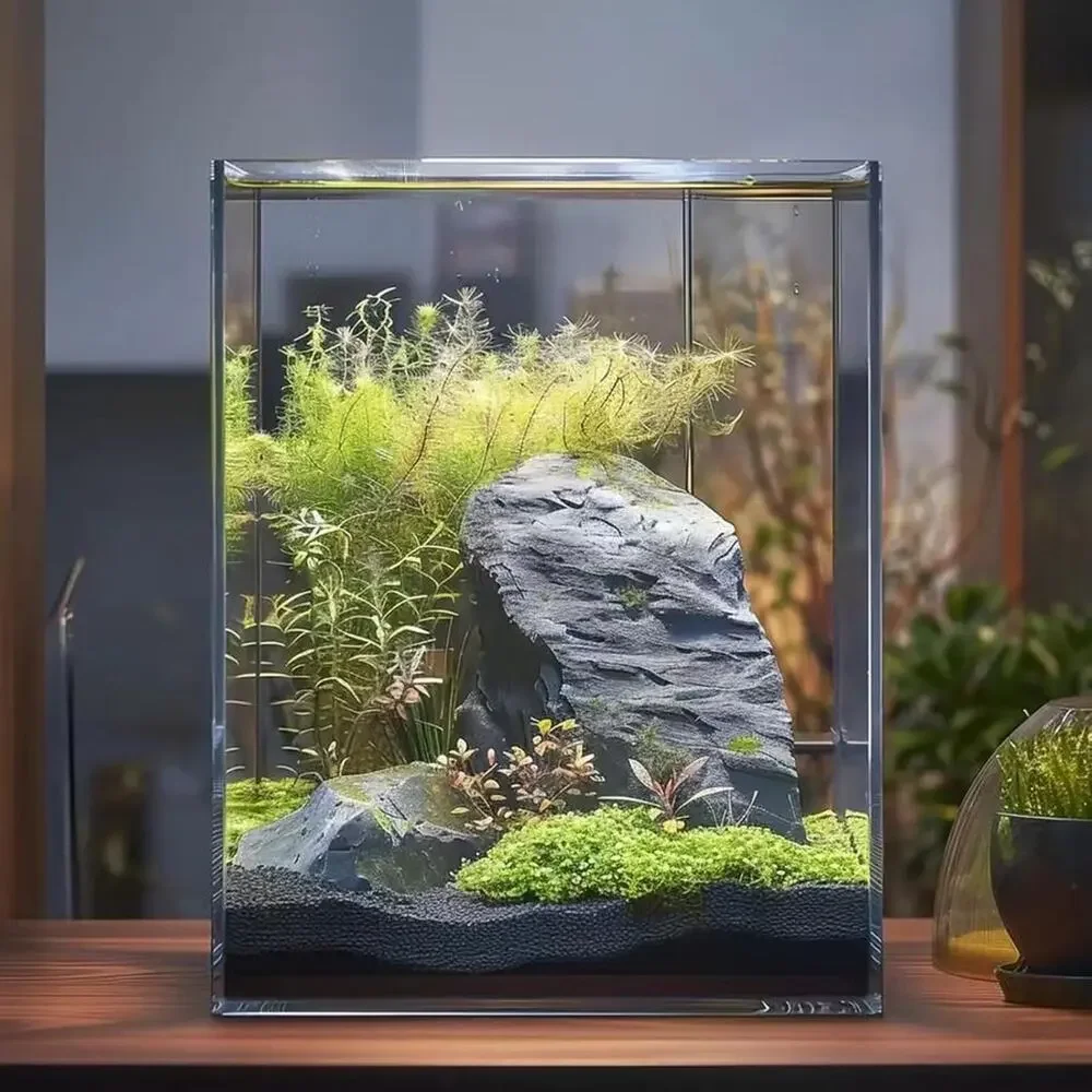 2 Gallon Glass Fish Tank Easy Maintain Small Aquarium Betta Snails Shrimp Plants